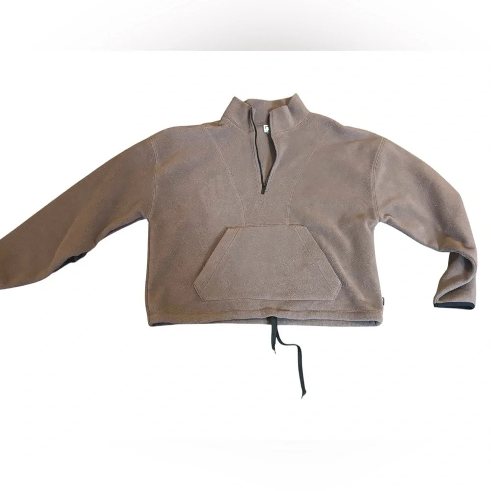 Cuddly Victoria's Secret Pink Polar Fleece Half Zip Peppercorn Brown Mock Neck